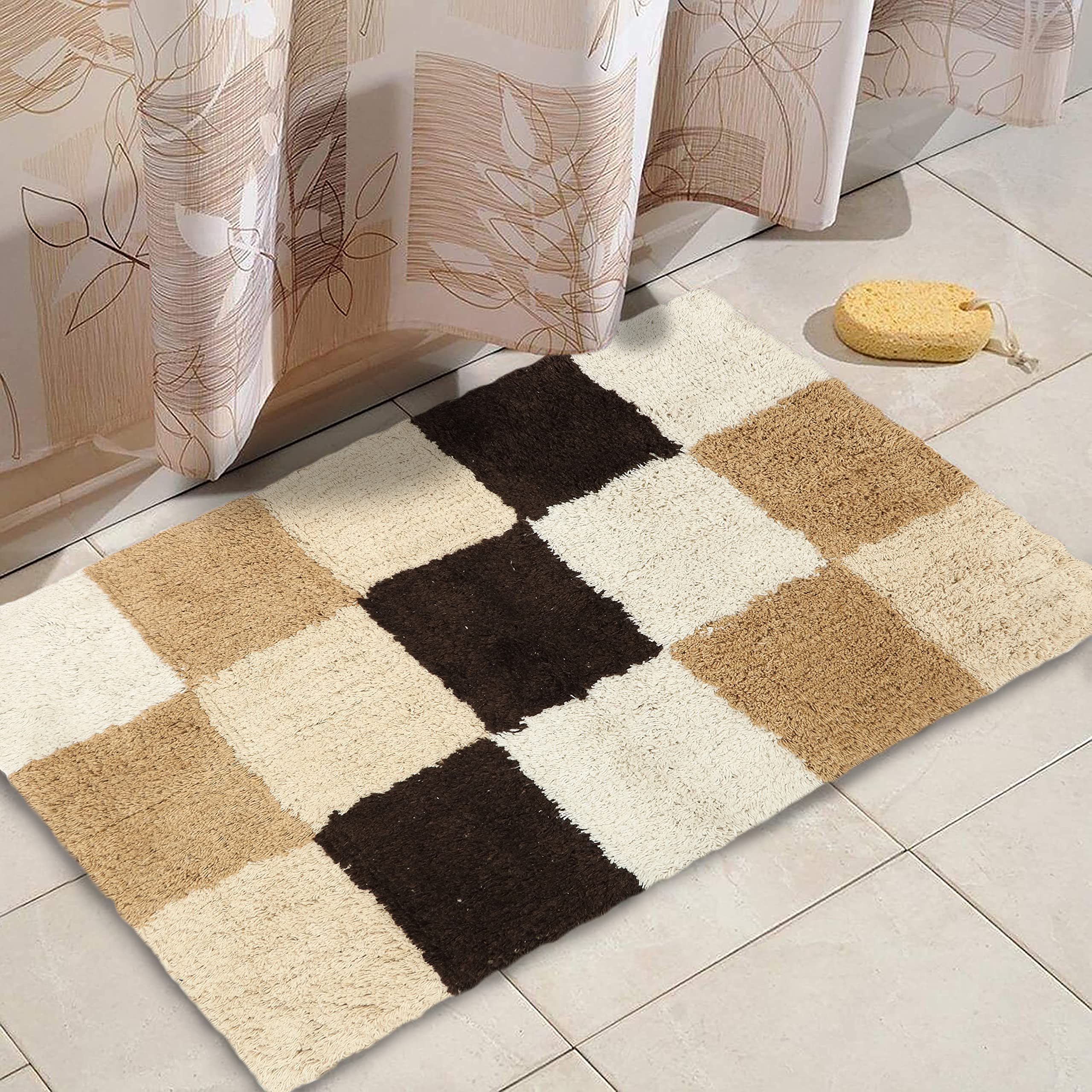 Grey Cotton Stripes Bathmats - Absorbent & Non-Slip -17