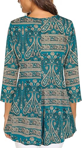 Miniatura 3 de Tencole Camisas de manga 34 para mujer, túnica elegante, ropa casual con estampado floral