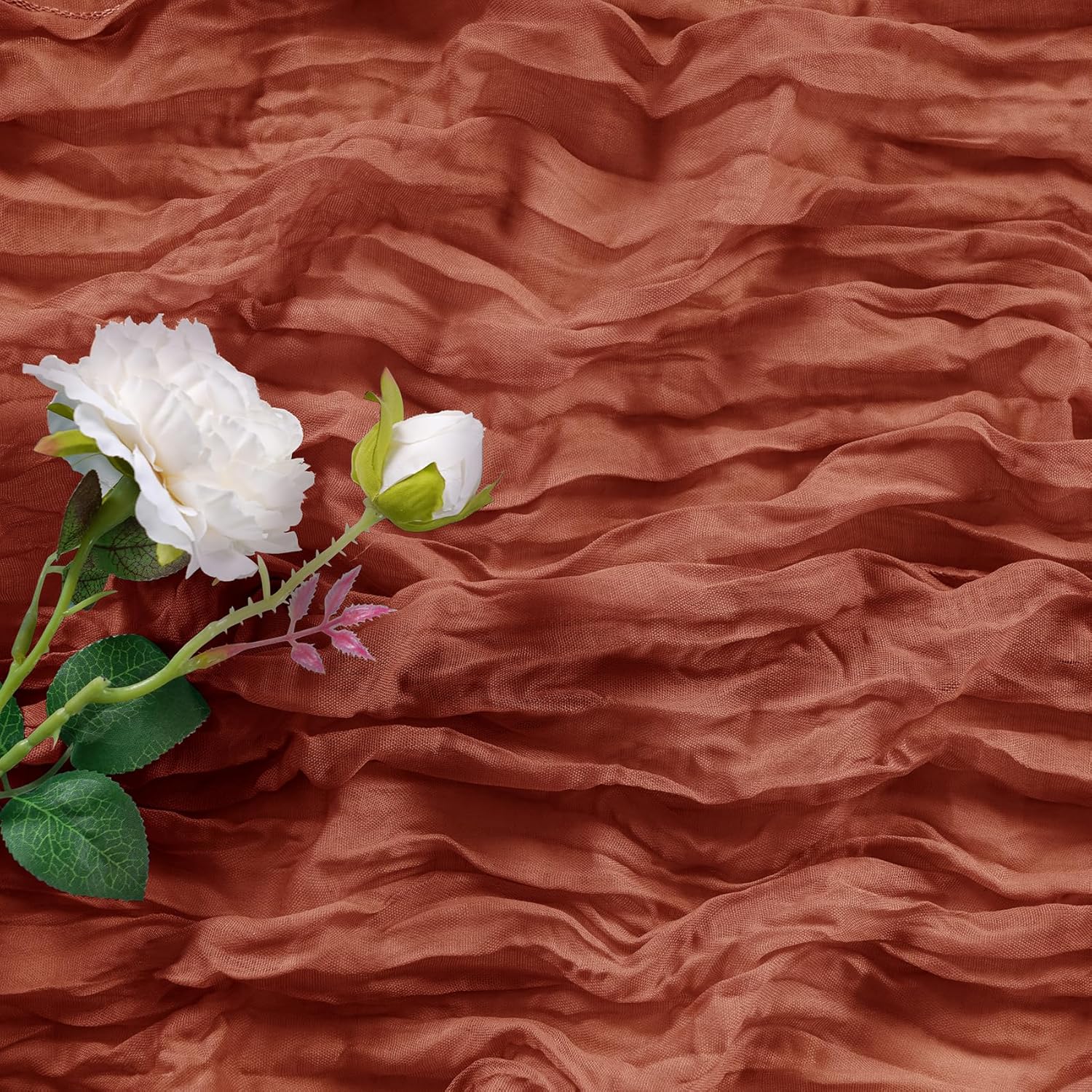 15 Pack Terracotta Cheesecloth Table Runner 9FT Rustic Sheer Table Runners 17x108 Inch Gauze Boho Runner for Wedding Bridal Baby Shower Birthday Party Table Decorations - Image 3