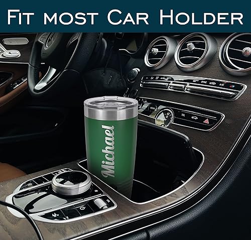 Miniatura 3 de Vaso personalizado de cuello de anillo de 20 onzas con pajilla, vaso aislado al vacío personalizado con texto grabado en Estados Unidos cumpleaños,