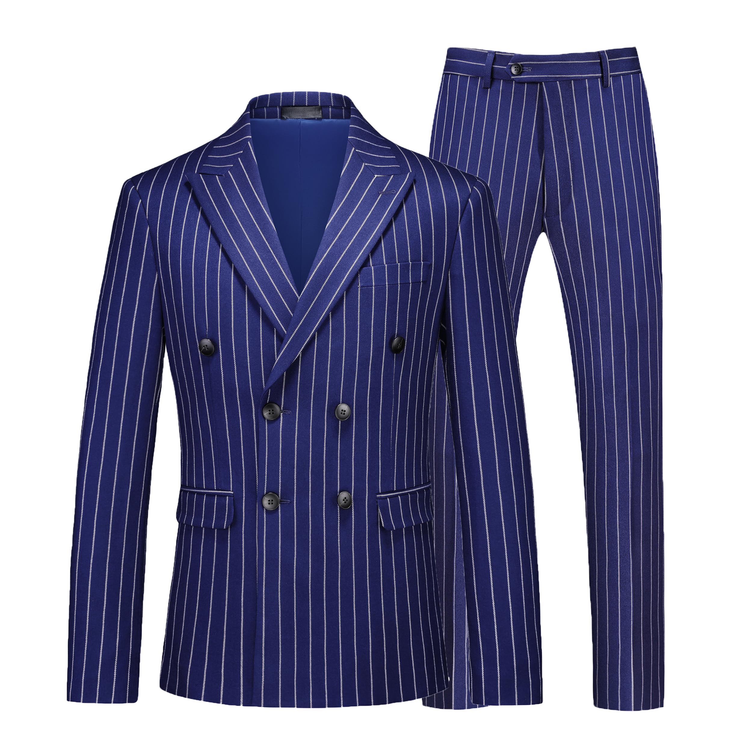 MOGU Mens Double Breasted Pinstripe Suit