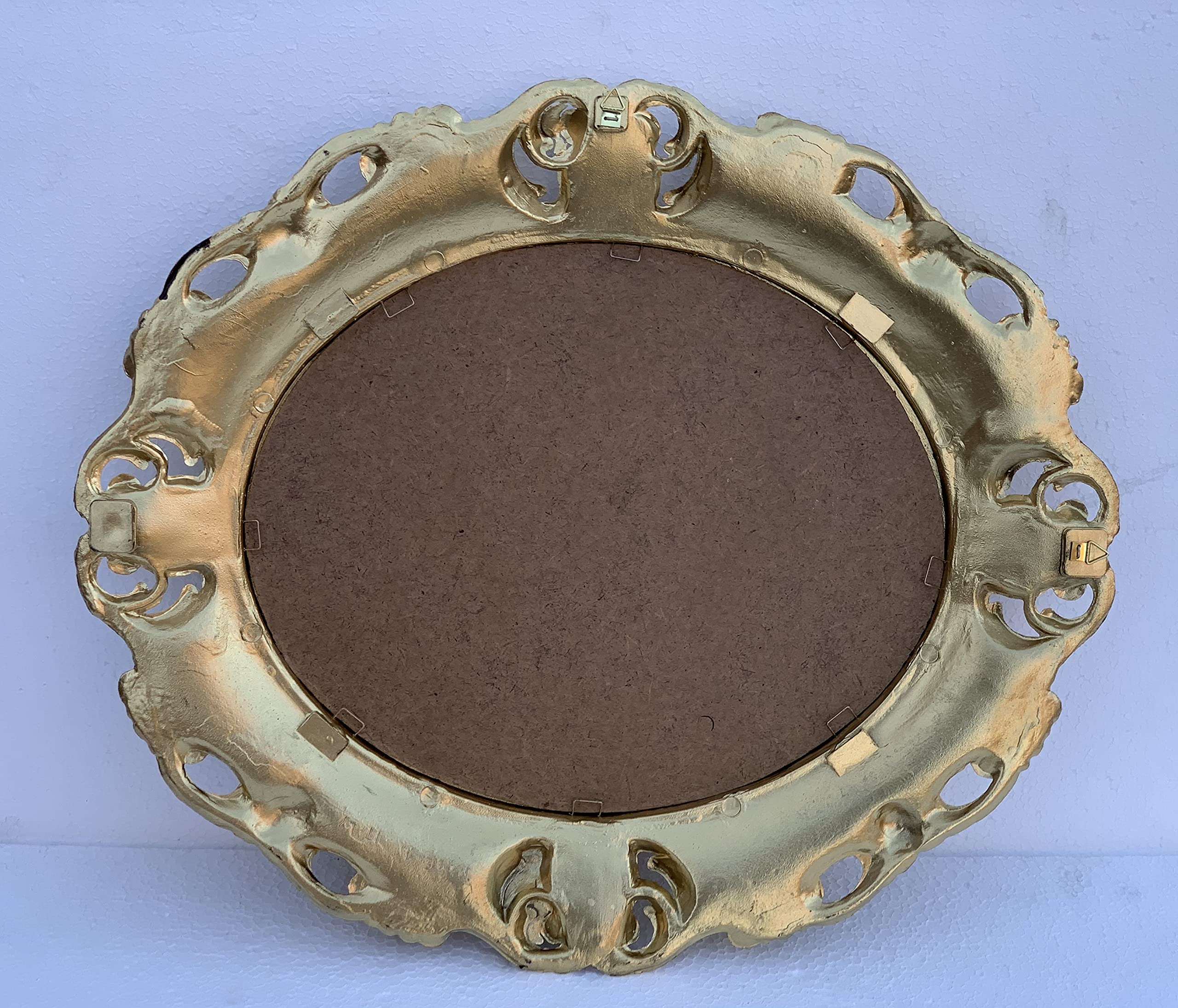 Miroir Mural Baroque Rectangulaire Blanc Doré 45x38 Cm - Style Antique - Neuf