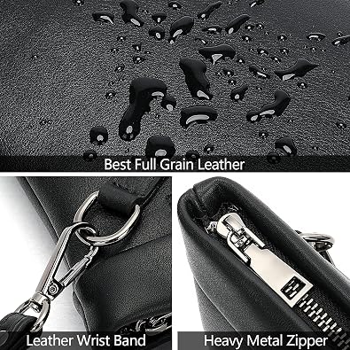 NIUCUNZH Handbag for Men Clutch Bag Hand Purse Large Wallet with Wristlet,Soft Cowhide Leather