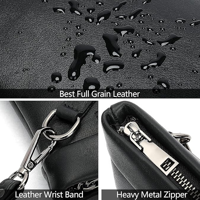 NIUCUNZH Handbag for Men Clutch Bag Hand Purse Large Wallet with Wristlet,Soft Cowhide Leather