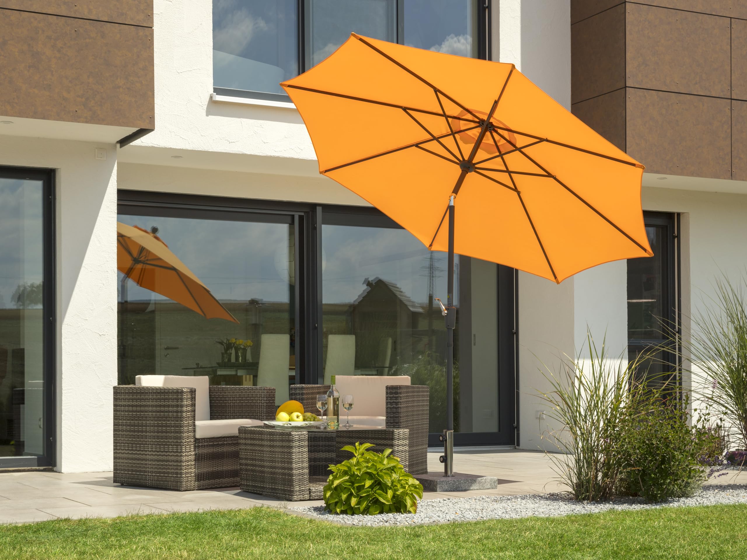 Schneider Sonnenschirm Harlem, mandarine, 270 cm rund, 640-75, Gestell Stahl, Bespannung Polyester, 5 kg
