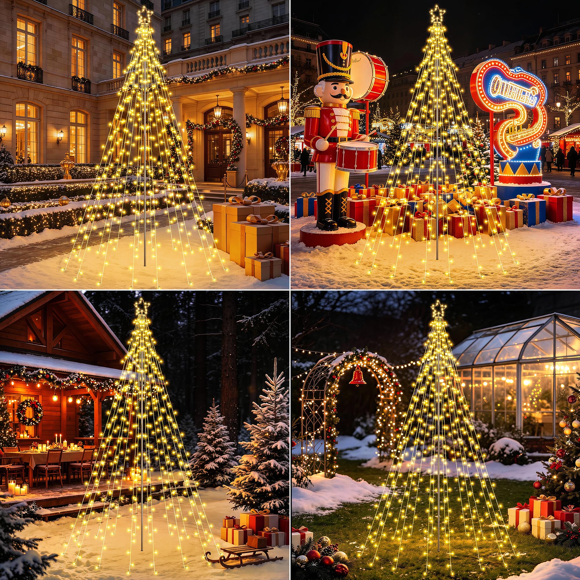 Joomer Luces Arbol Navidad con Estrella Topper 568 LED 3,87M Blanco Cálido