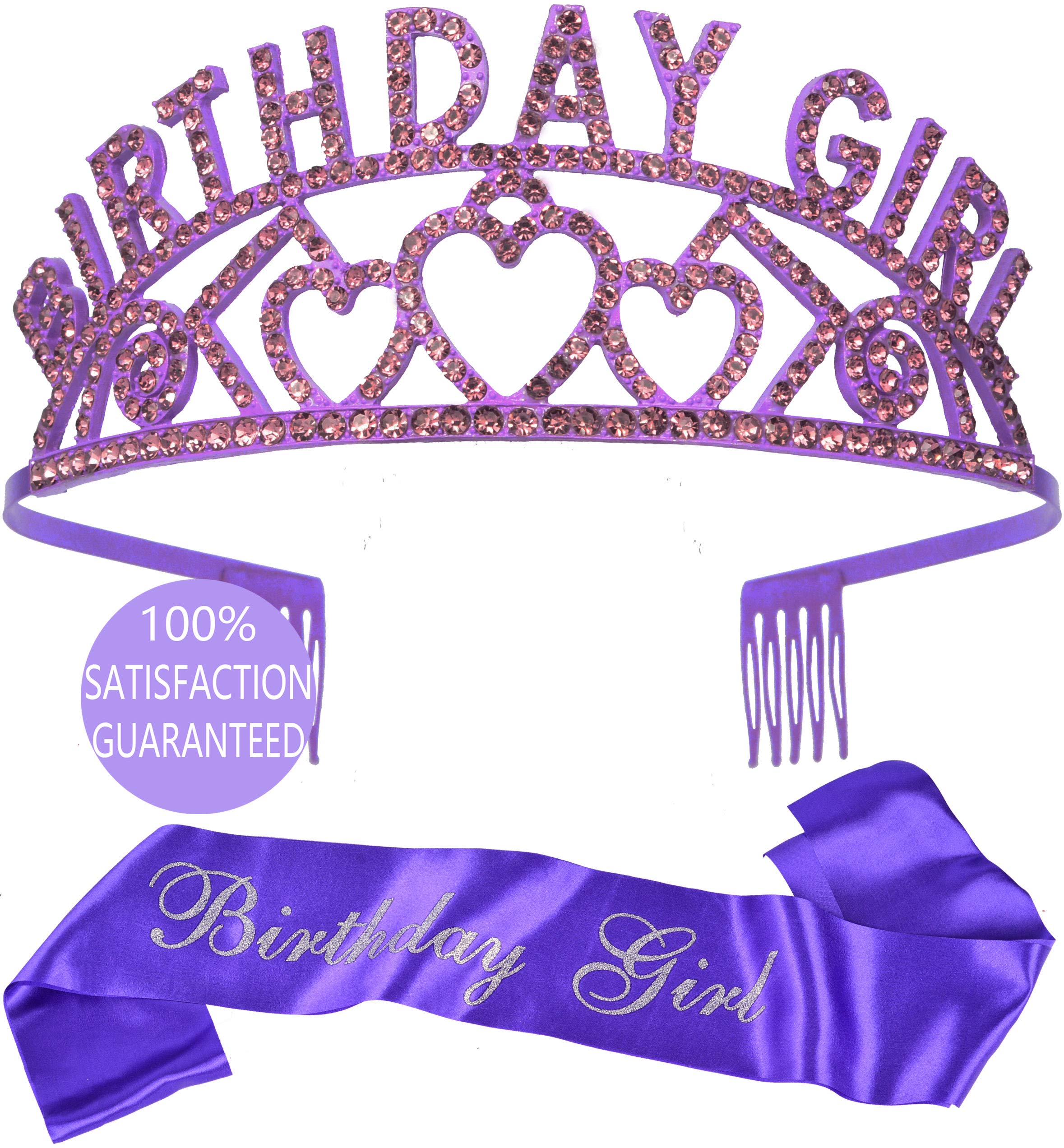MEANT2TOBEMEANT2TOBE Birthday Girl Sash and Tiara, Birthday Girl Sash and Crown, Happy Birthday Party Supplies, Favors, Decorations 13th, 16th, 21st, 30th, 40th, 50th, 60th, 70th, 80th, 90th Birthday