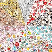 SANNIX 500PCS Assorted Gold Enamel Charms Bulk with 500 Jump Rings for DIY Jewelry Necklace Bracelet Earring Crafts