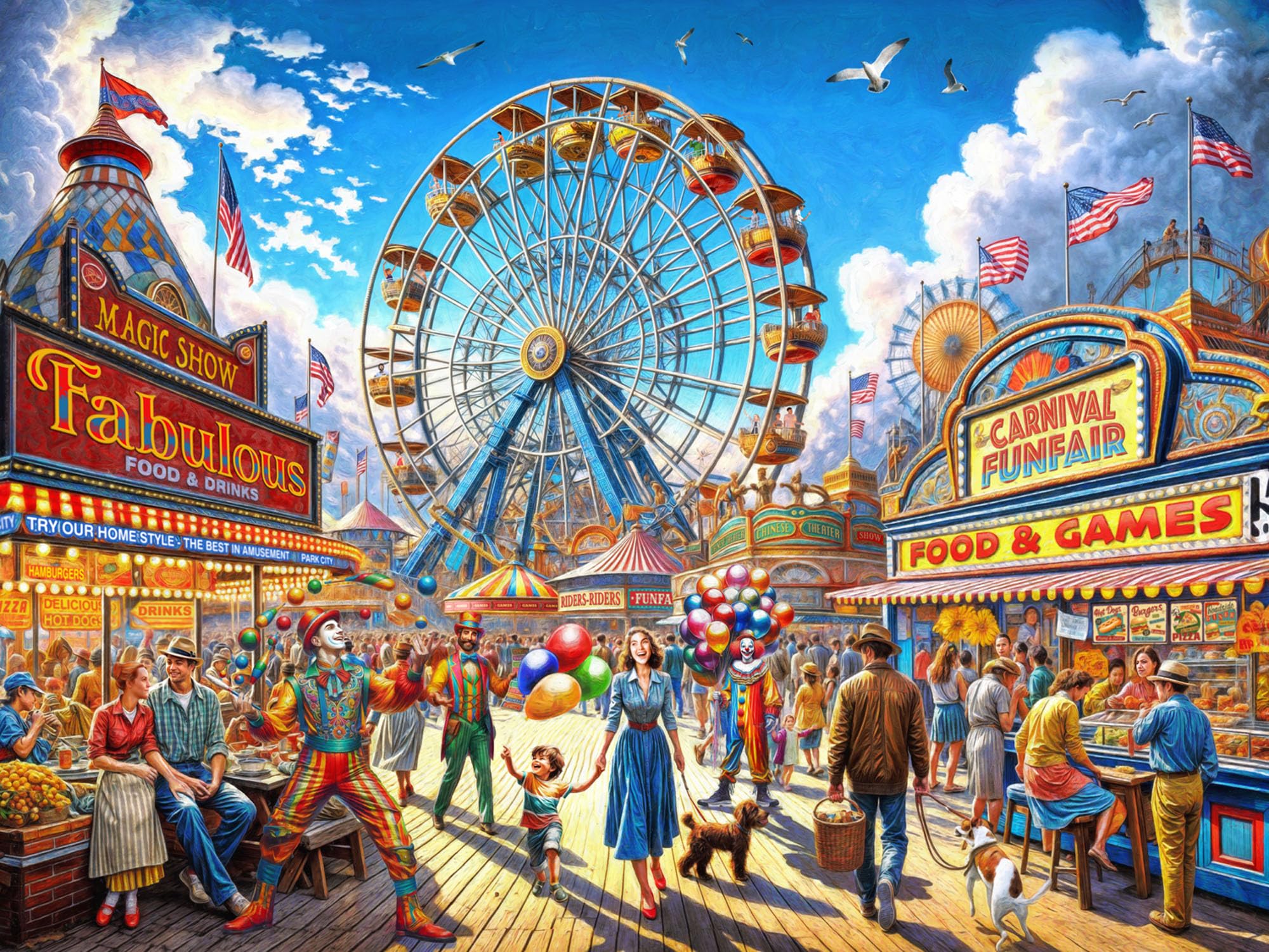Vermont Christmas Company Amusement Park Jigsaw Puzzle 550 Piece - Large Pieces - Fully Interlocking & Randomly Shaped - 24" x 18"