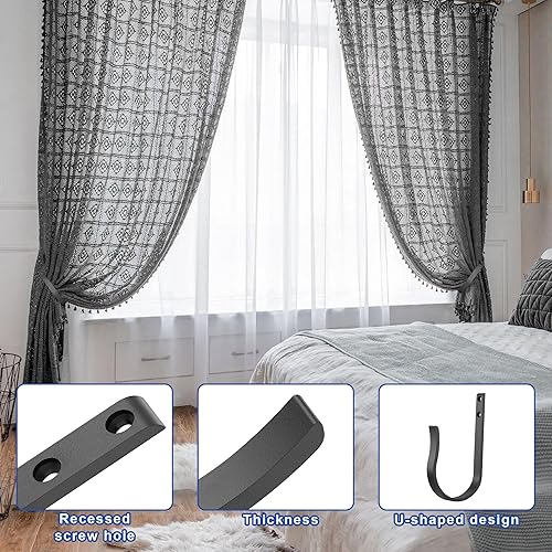 Miniatura 5 de BlackCurtain - Alzapaños para cortinas, 2 abrazaderas de aluminio macizo en forma de U para colgar en la pared
