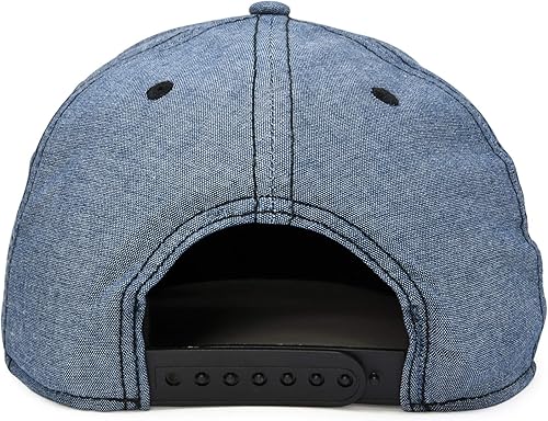 Miniatura 2 de DALIX Premium Flat Bill Gorra de béisbol estructurada sombrero a presión espalda Chambray