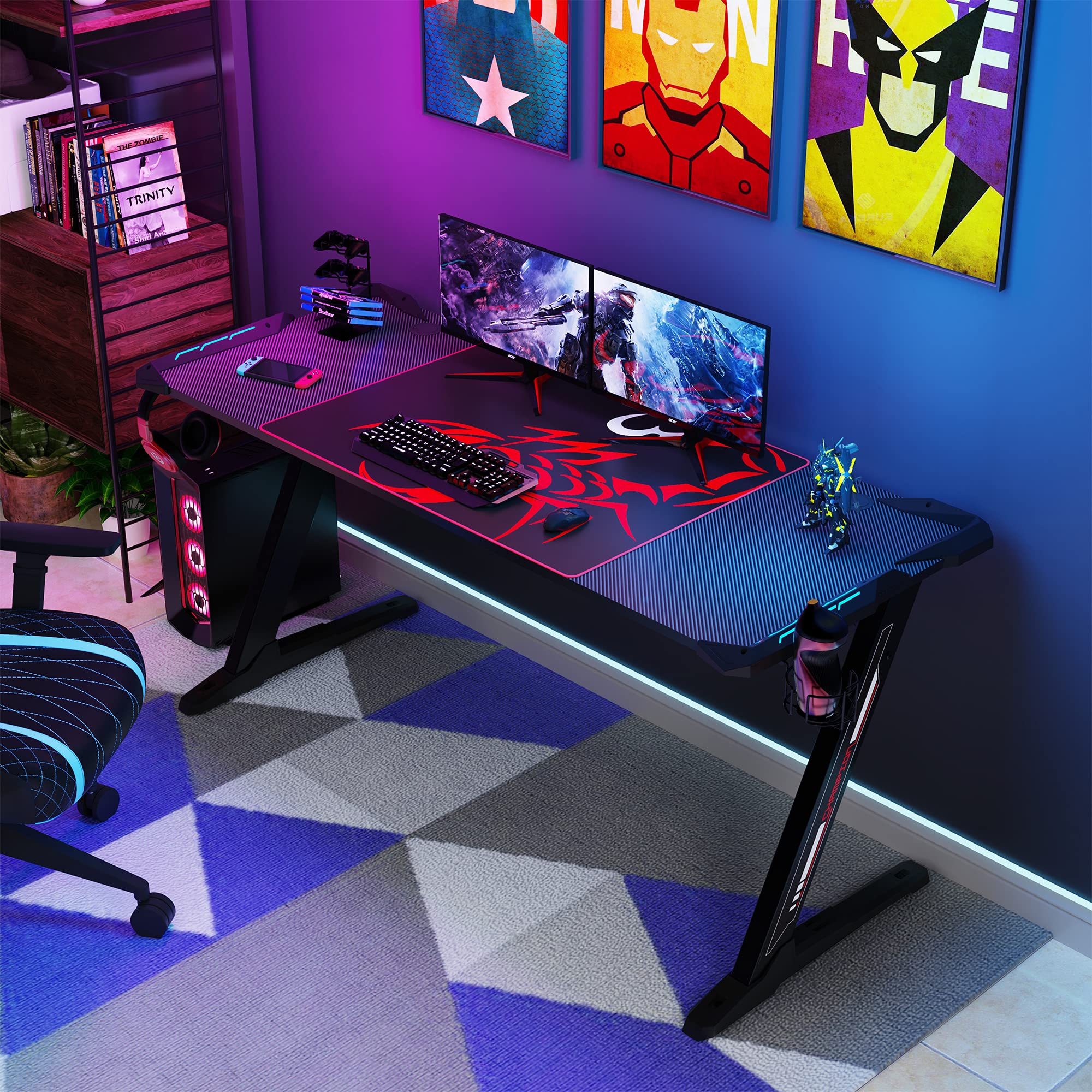 Gaming Desk 60 inch,Racing Style Gaming Computer Desk