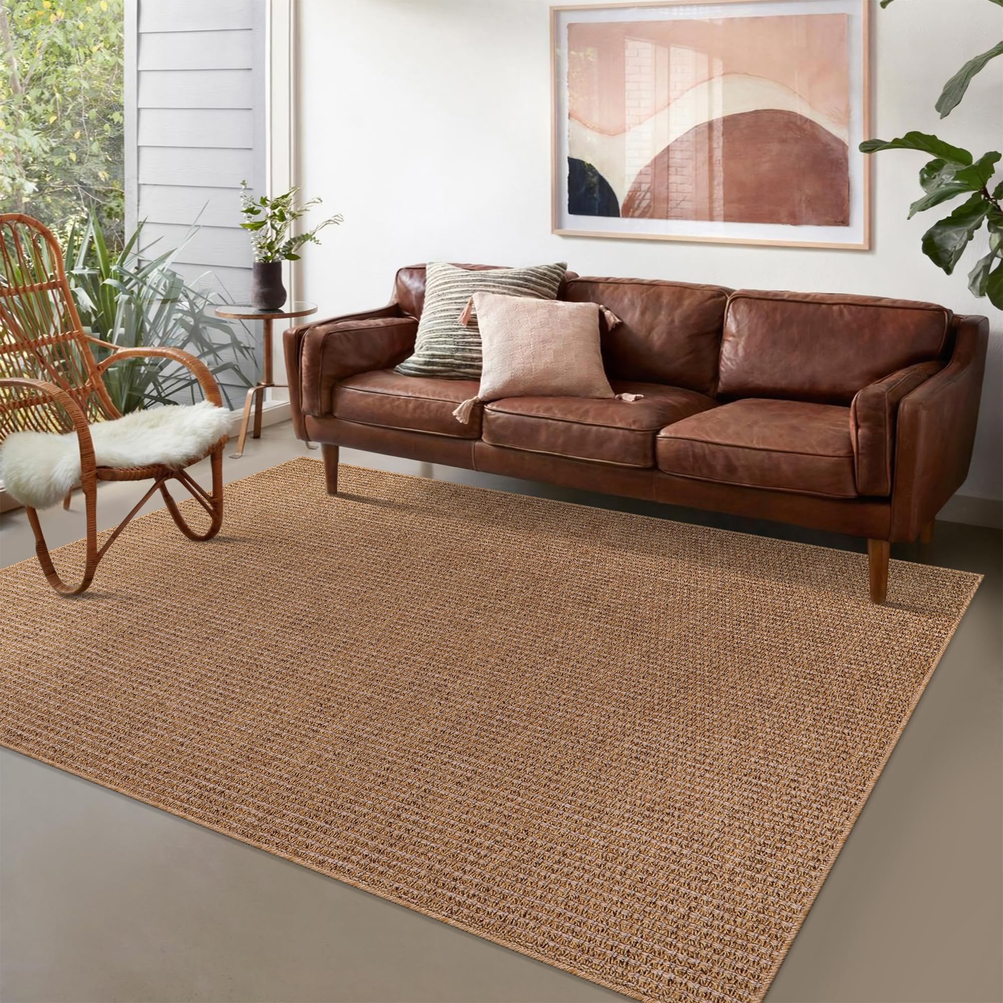 NETLINE HOME Rugs Living Room - Non slip, Washable Area Rug - Beige Rug, Suitable for Indoor and Outdoor Use, UV and Weather Resistant, Carpet for Bedroom, Kitchen, Verandas (Beige 2, 160X230 CM)