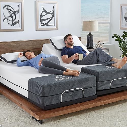 Miniatura 9 de Blissful Nights Ananda - Colchón de espuma viscoelástica con infusión de perlas y gel frío de 12 pulgadas con base de cama ajustable de primera