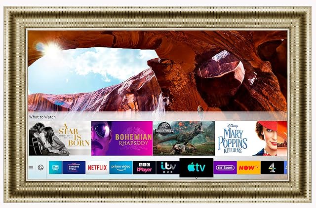 Framed Mirror TV with Samsung Q60 4K Ultra HD HDR Smart LED TV (50 inch, Gold Modern)