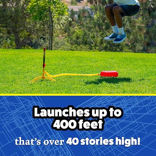 Miniatura 3 de Stomp Rocket X-Treme Performance Launcher  Se eleva hasta 400 pies  6 cohetes de altura extrema y soporte de lanzador ajustable  Divertido juguete