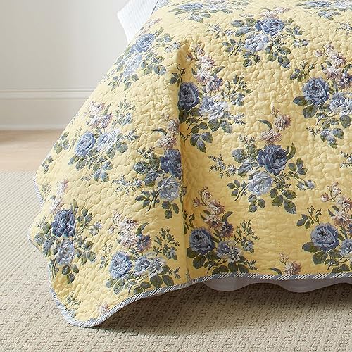 Vista 7 de Juego de colcha Laura Ashley Linley, Algodón, Amarillo floral, Full/ Queen