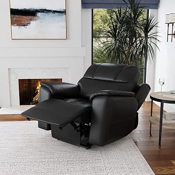 Flexsteel Crew Power Recliner Chair with Zero Gravity Triple Power Leather Reclining Chair with Adjustable Headrest & Lumbar, USB Ports, Raven Black Ergonomic Living Room Recliner