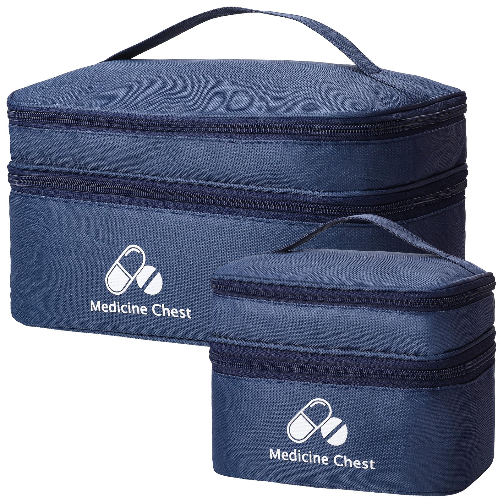 Meng Jiaran 2 Pack Empty First Aid Kit Bags,Portable Oxford Fabric Storage Pouches Empty Medicine Storage Bags for Travel Camping Hiking Home, Blue