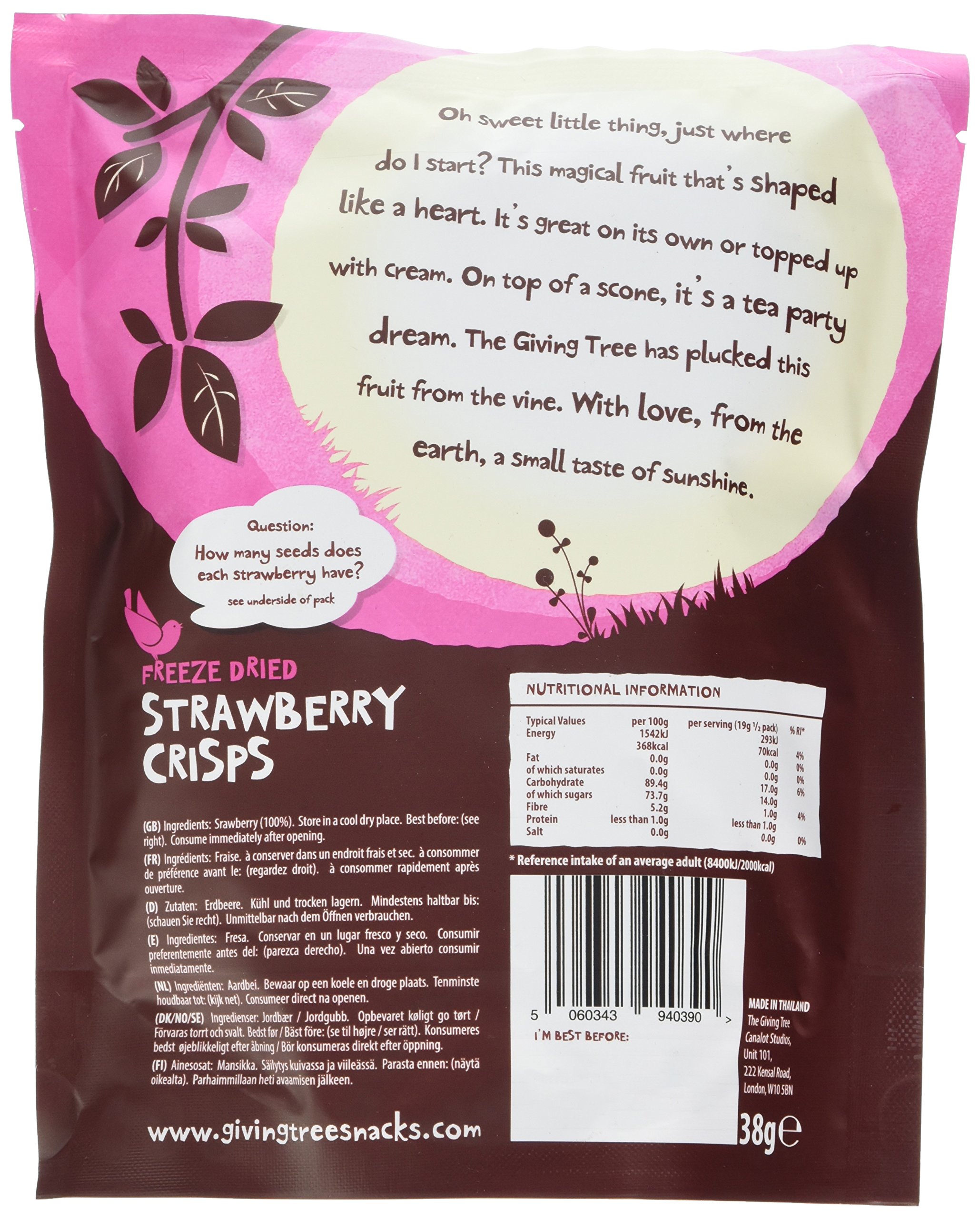 The Giving Tree Gefriergetrocknete Erdbeer-Chips, 38 g