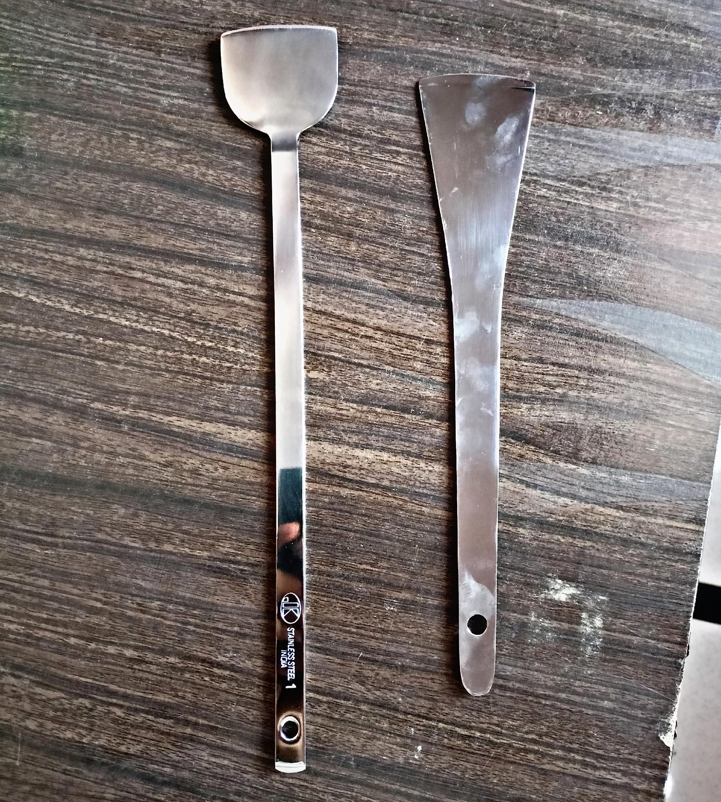 LDG WARE Kitchen Stainless Steel Solid Plan Turner or Tavetha 1 No. and Dosa Palta 1 No. 2 Piece for Dosa, Roti, Chapati (Silver)