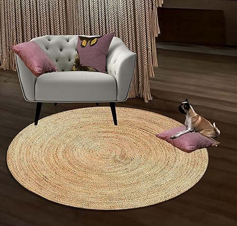 Amazon.com: RIANGI Natural Rattan Hand Woven Jute Rug, 5' Round Boho ...