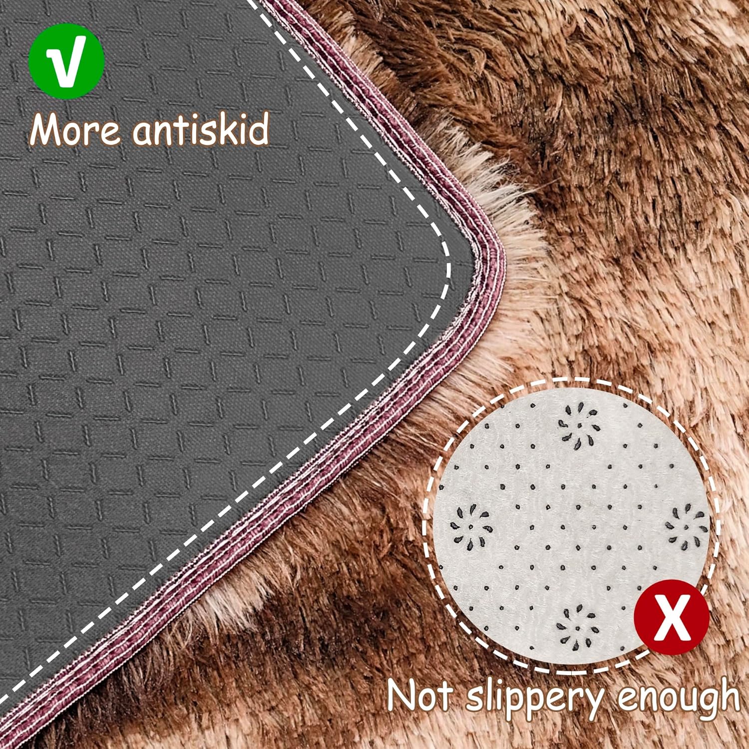 Super Soft Fluffy Living Room Area Rug 3x10 ft Tie-Dyed Brown Shaggy Furry Carpet Washable Non-Slip Floor Rugs Bedroom Bedside Nursery Rug Fuzzy Girls Boy Dorm Home Decor Aesthetic