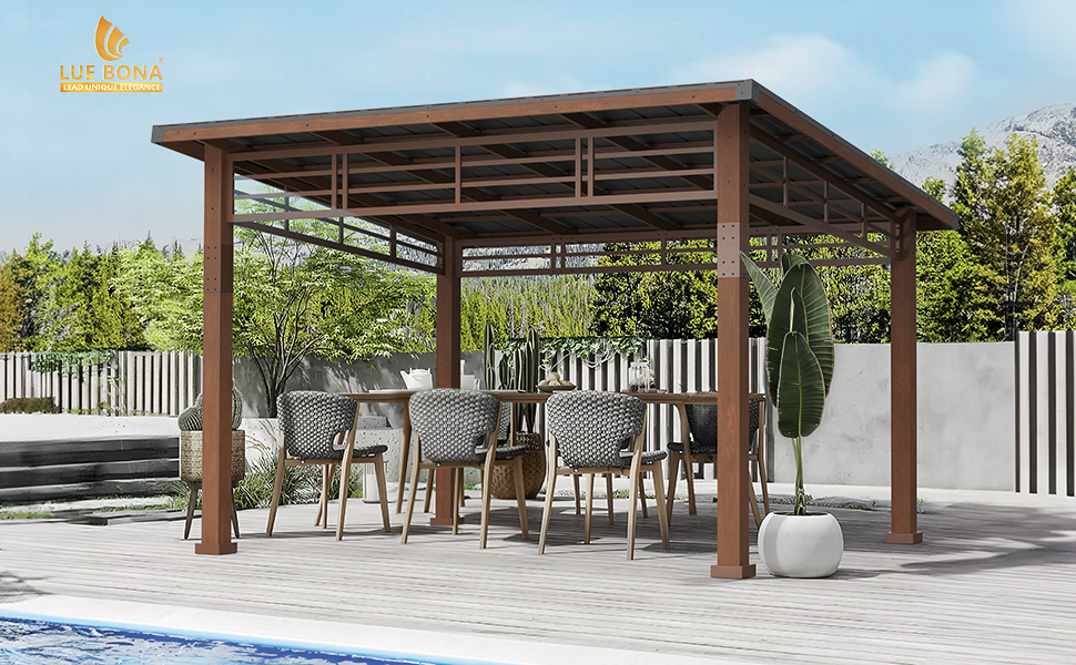 Amazon.com : LUE BONA 12x14 Hardtop Gazebo, Outdoor Pergola