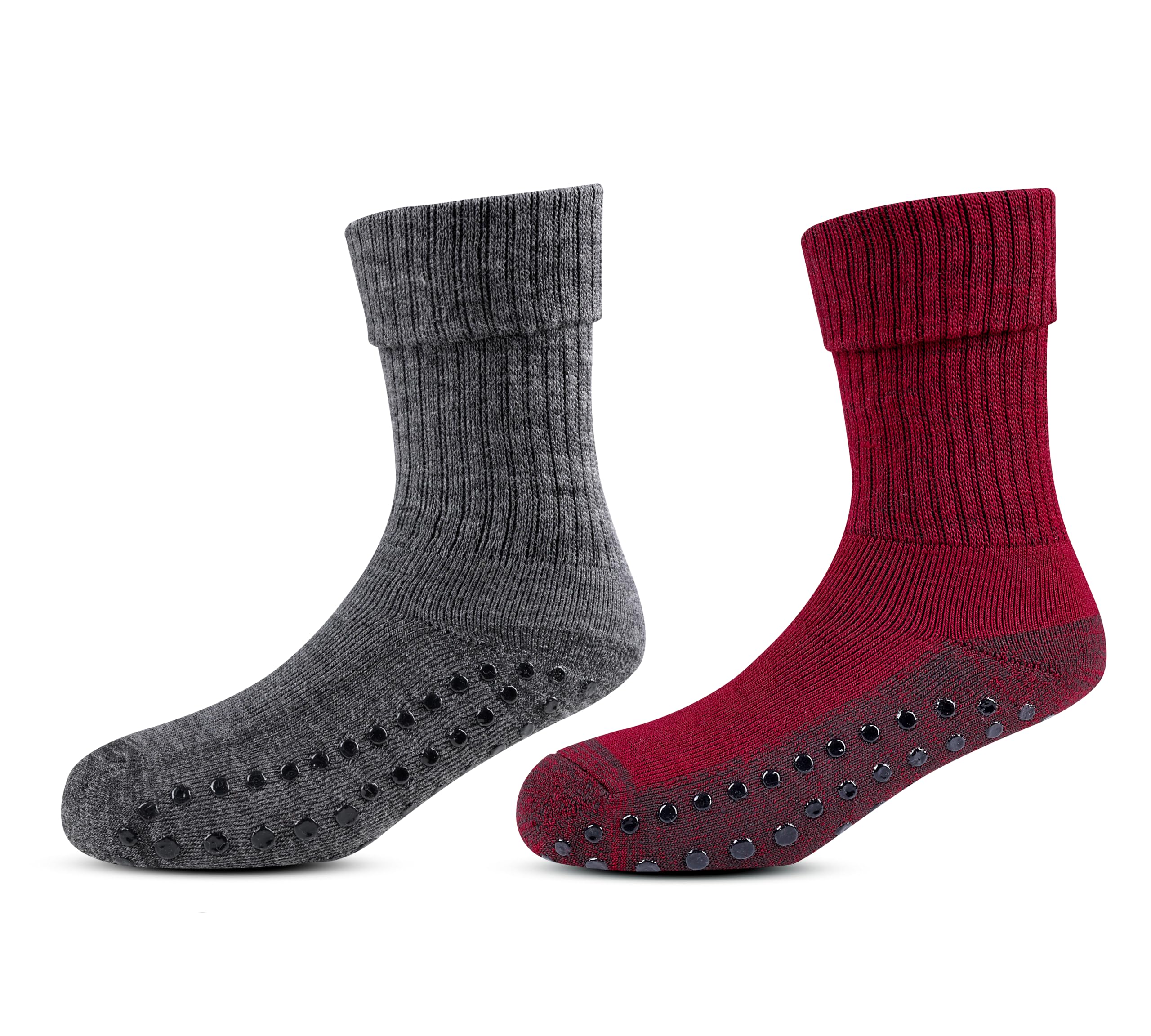 rc. royal class Anti-Slip Woolen Socks For Women Cushioned Towel Thick Socks, Winter Thermal Insulated Warm & Cozy Calf Length Anti Skid Grip Socks, Pack of 2 Pairs, Free Size, Multicolor-picture-32