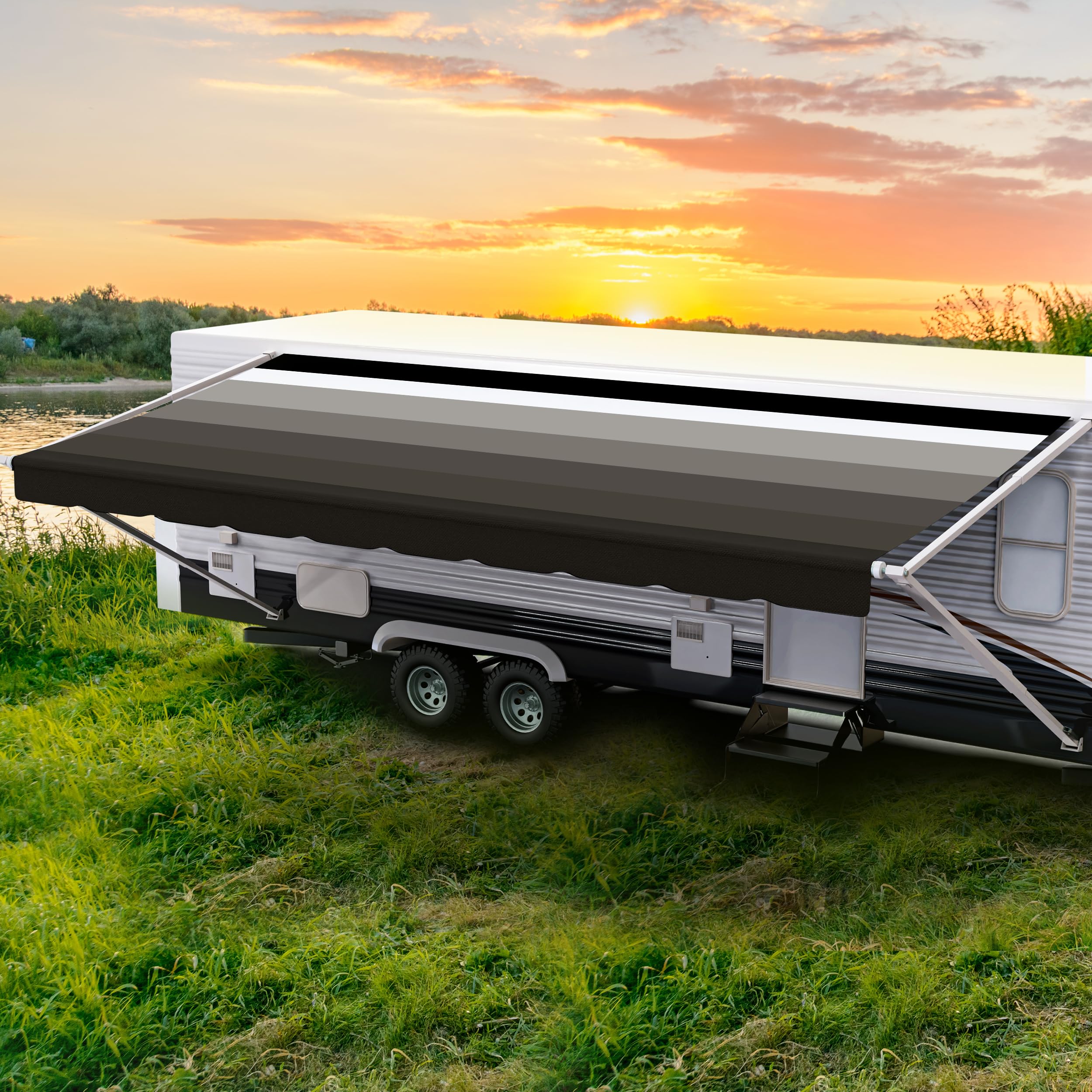 ShadePro - RV Awning Fabric Replacement - Heavy Duty Weatherproof Vinyl - Universal Outdoor Canopy for Camper, Trailer, and Motorhome Awnings -