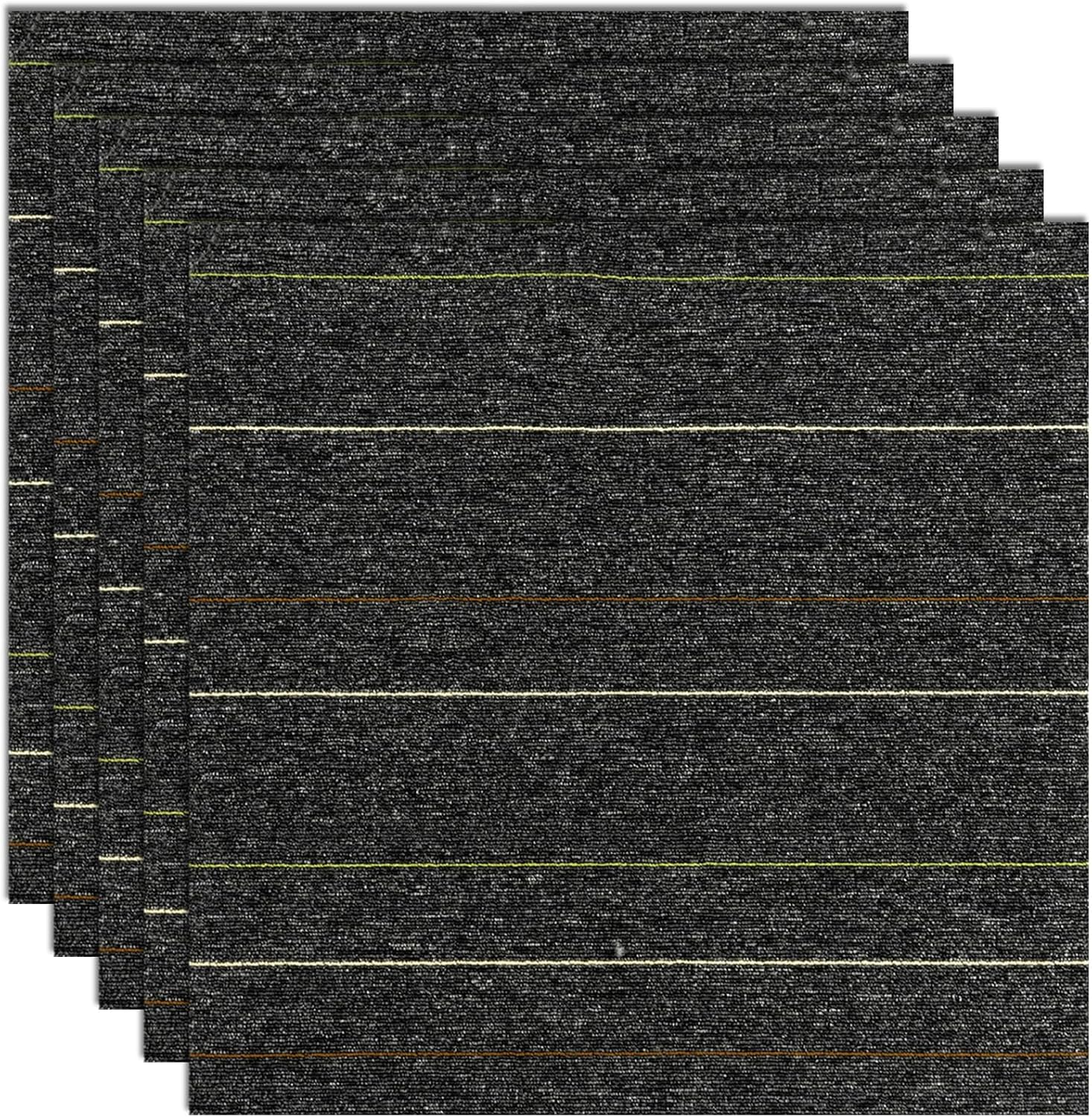 24 * 24in Self-Adhesive Carpet Tiles, Peel and Stick Floor Squares for Home Office, Removable Decorative Rug Mat, Easy Install, Sound Absorbing (10Pcs Dark Grey)
