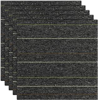 24 * 24in Self-Adhesive Carpet Tiles, Peel and Stick Floor Squares for Home Office, Removable Decorative Rug Mat, Easy Install, Sound Absorbing (10Pcs Dark Grey)