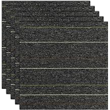 24 * 24in Self-Adhesive Carpet Tiles, Peel and Stick Floor Squares for Home Office, Removable Decorative Rug Mat, Easy Install, Sound Absorbing 10Pcs Dark Grey