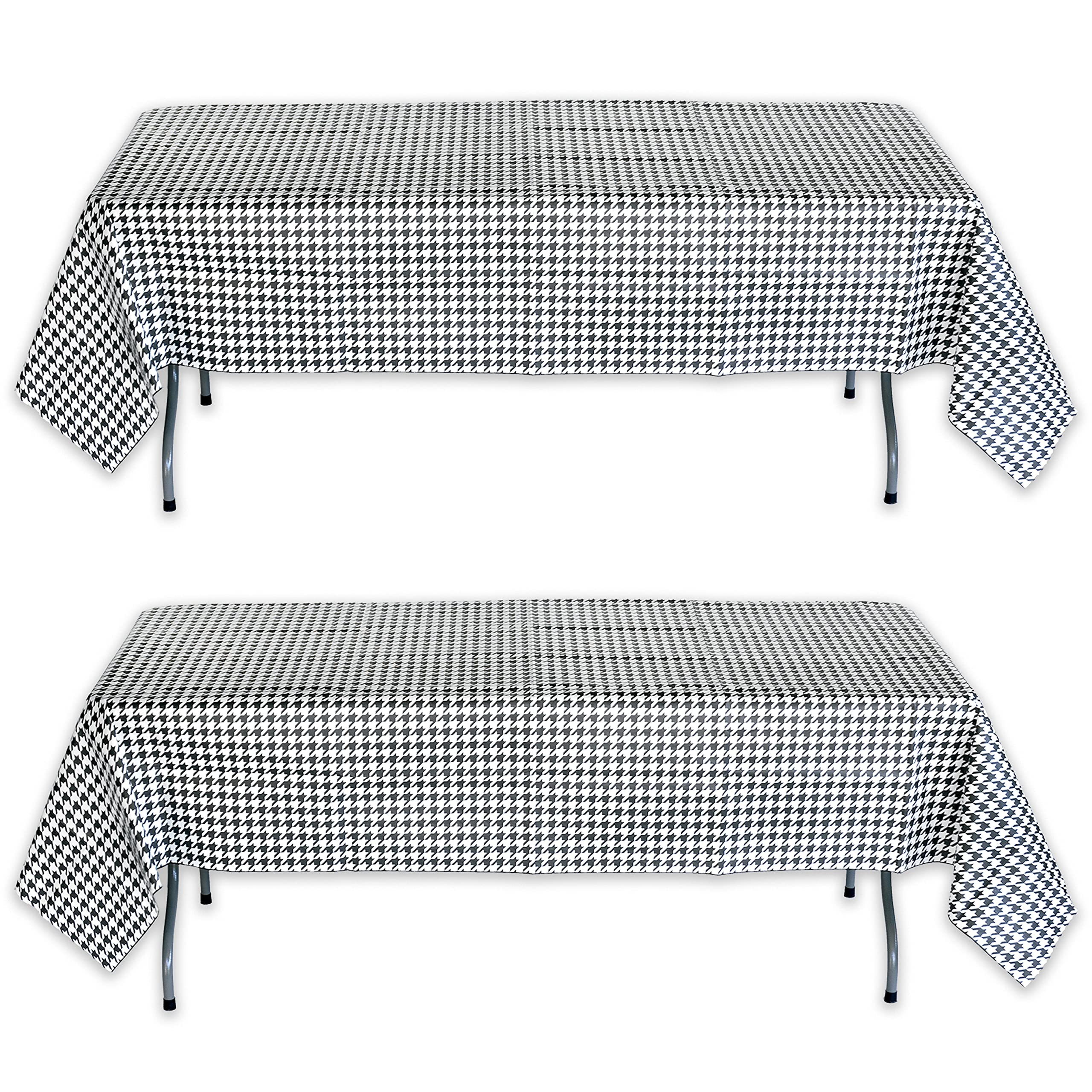 Havercamp Houndstooth - Juego de 2 fundas de mesa de papel (137,2 x 274,3 cm, resistente al agua y al desgarro, color blanco y negro