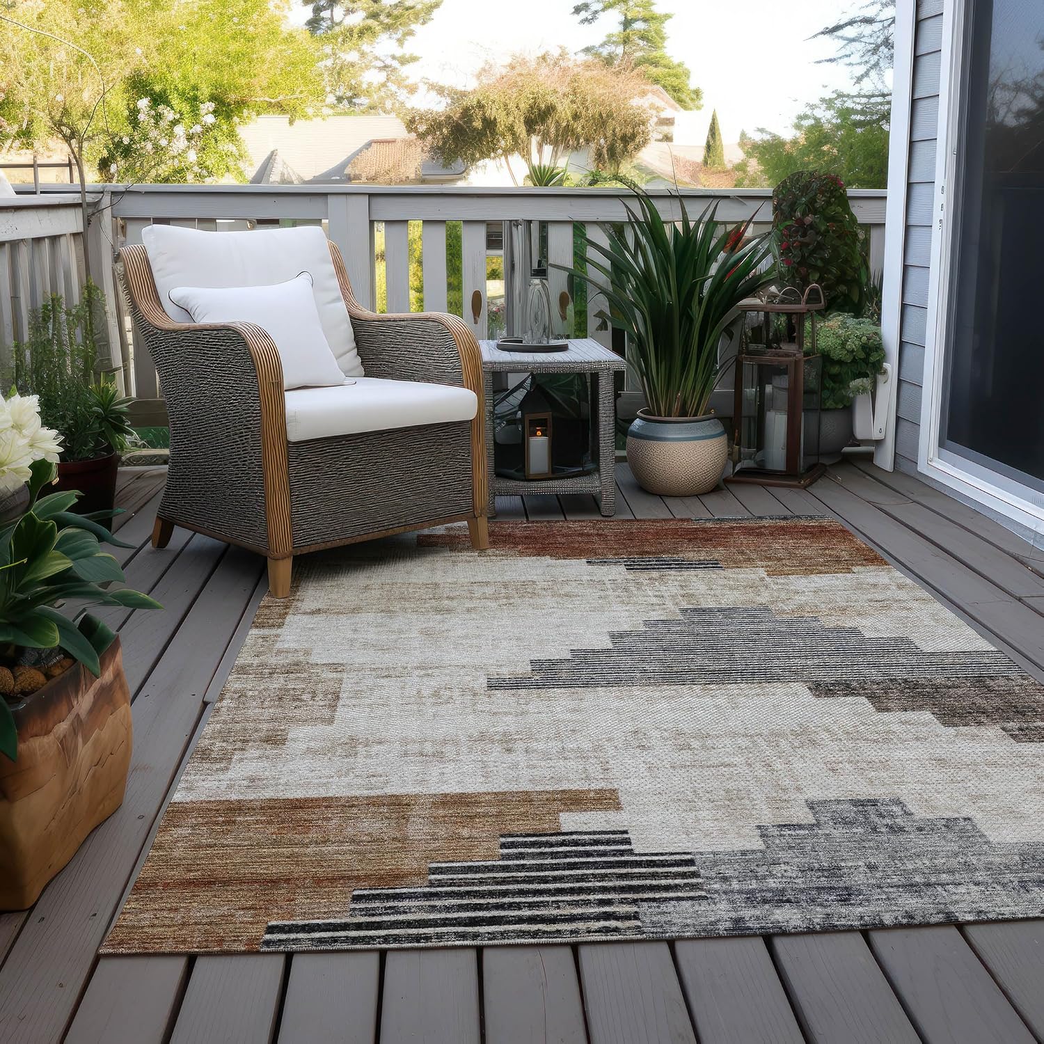 Addison Rugs Chantille ACN1829 Paprika 9' x 12' Indoor/Outdoor, Machine Washable, Easy Clean, Non Shedding, Bedroom, Living Room, Dining Room, Kitchen, Patio Rug
