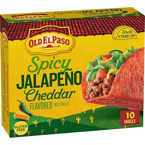 Old El Paso Stand 'N Stuff - Conchas de taco con sabor a cheddar picante y jalapeño, sin gluten, 5.4 onzas
