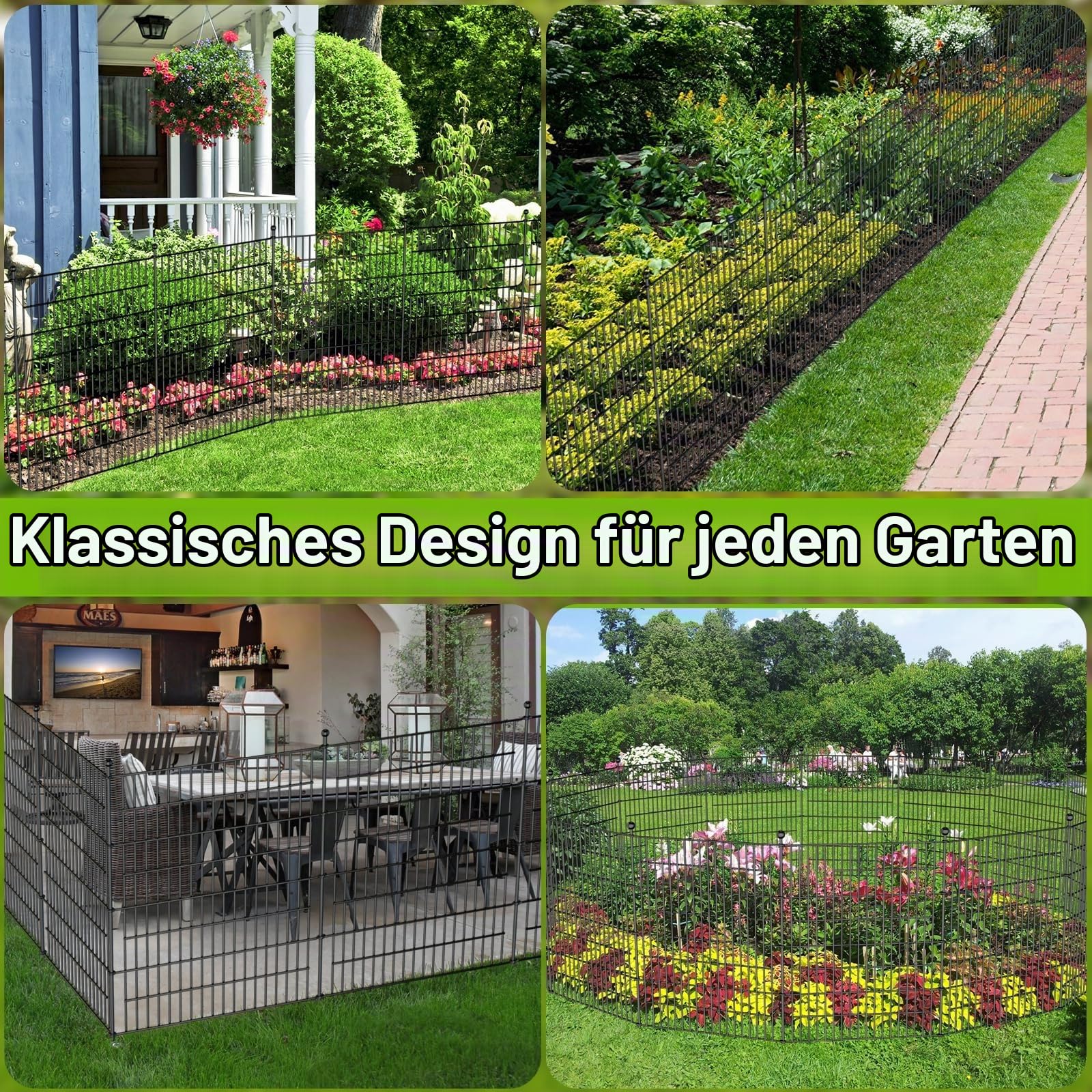 Gartenzaun Metall Steckzaun Dekoration Gitterzaun Für Garten Hundezaun Garten Zaun Gartenbeet Und Tierbarriere, Für Kaninchen, Hund, Hof