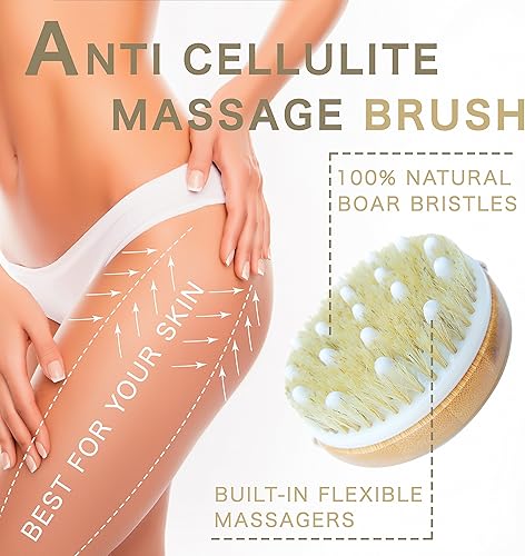 Miniatura 2 de Ozziko - Cepillo para el cuerpo anticelulitis cepillo exfoliante de piel para celulitis piel seca cabello encarnado estrías drenaje linfático