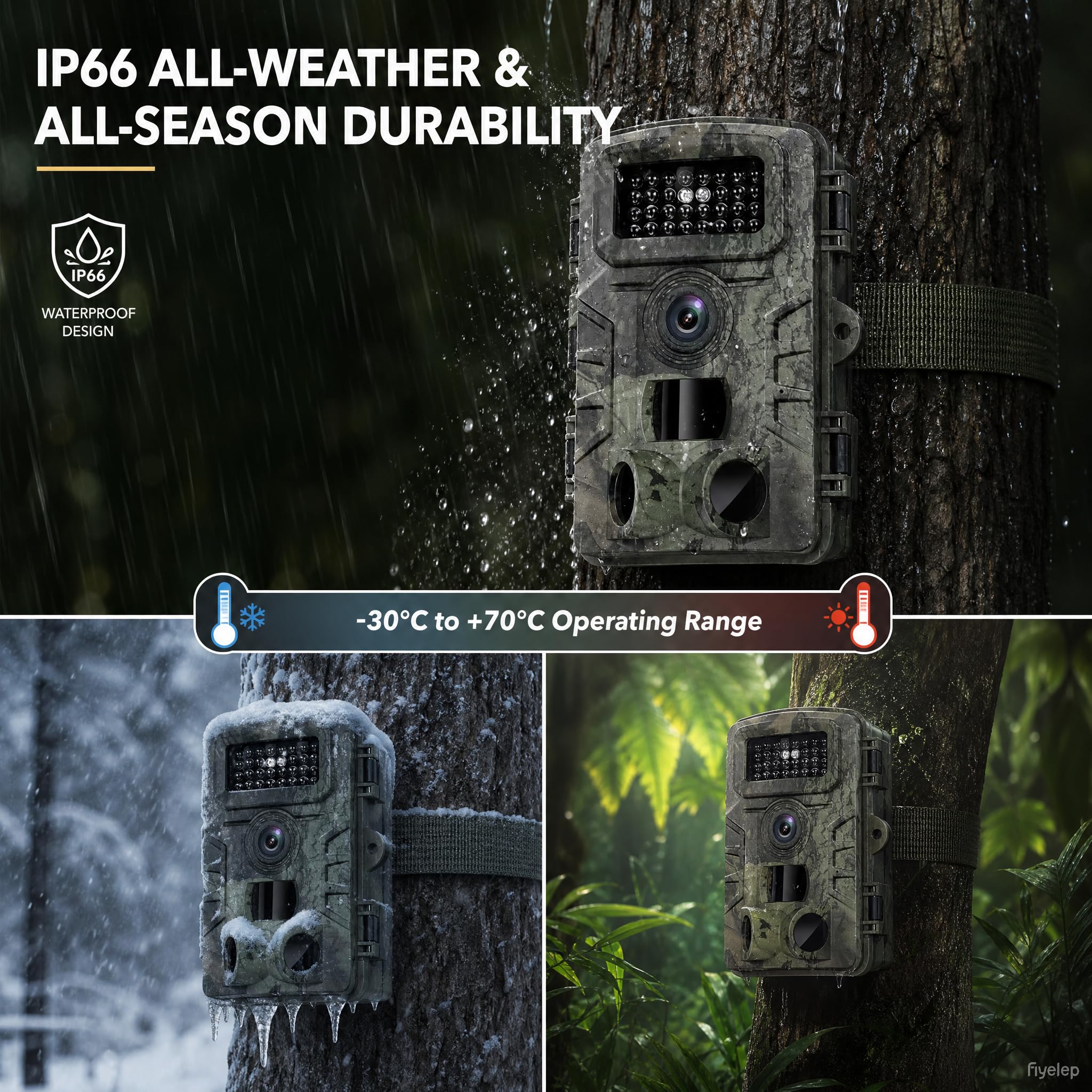 Piège Photo 4K 60MP WiFi App, 46 LED IR 25m Nuit IP66 120°