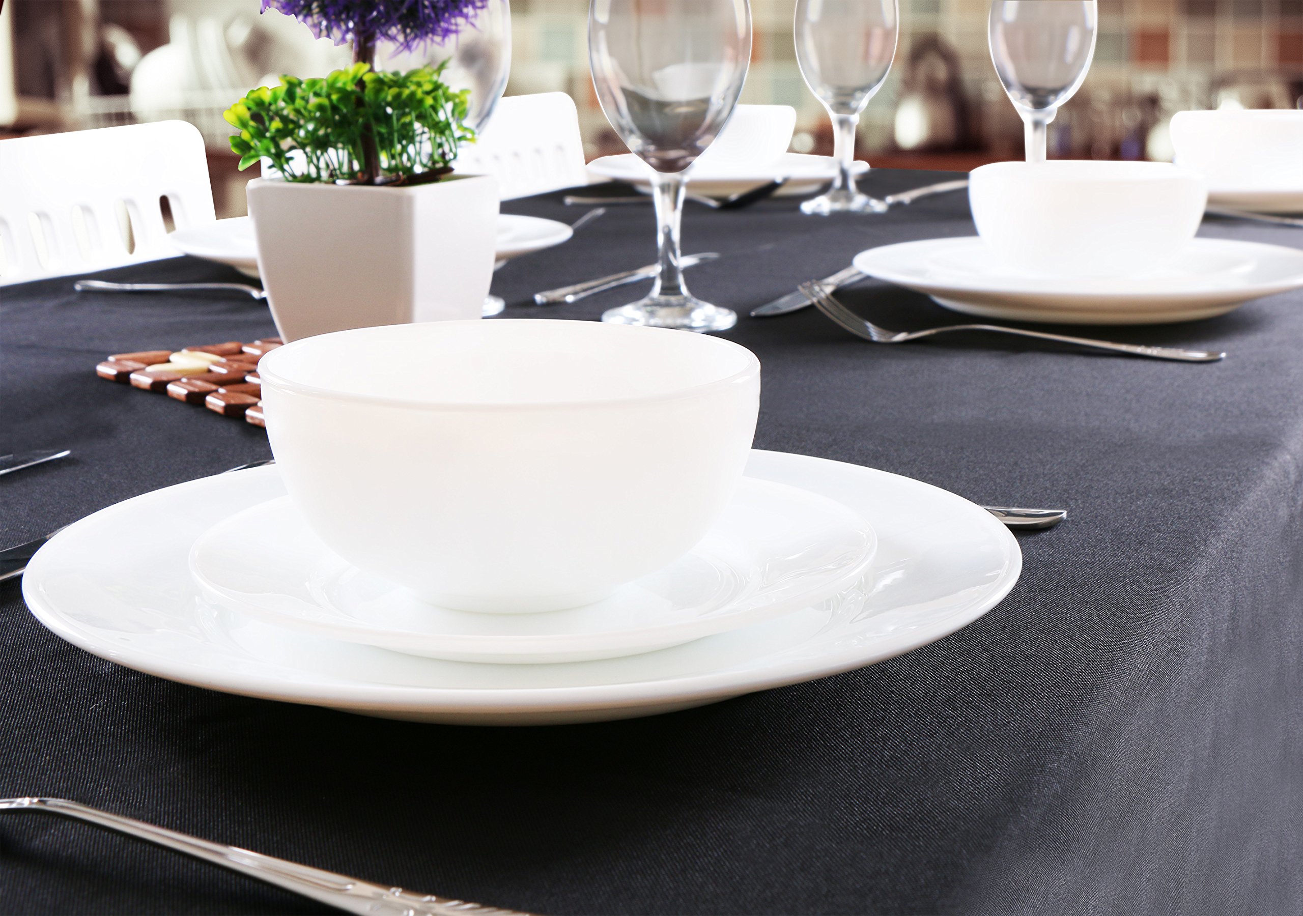 18 Piece White Flat Edge Dinner Set Dishwasher Safe Opal