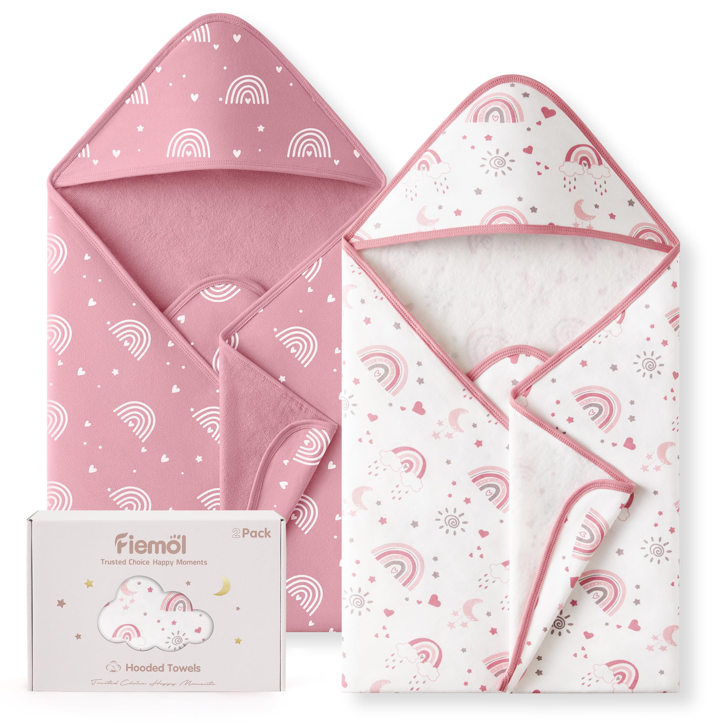 Hooded Baby Towels for Newborn 100 Cotton Baby Bath Towels with Hood for Infant Toddler Girl 2 Pack