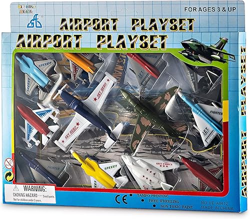 Miniatura 2 de Juguetes de avión – Paquete de 12 juguetes de avión de vehículo, incluye estilos de bombardero, militar, aviones de combate F-16, para juguetes de