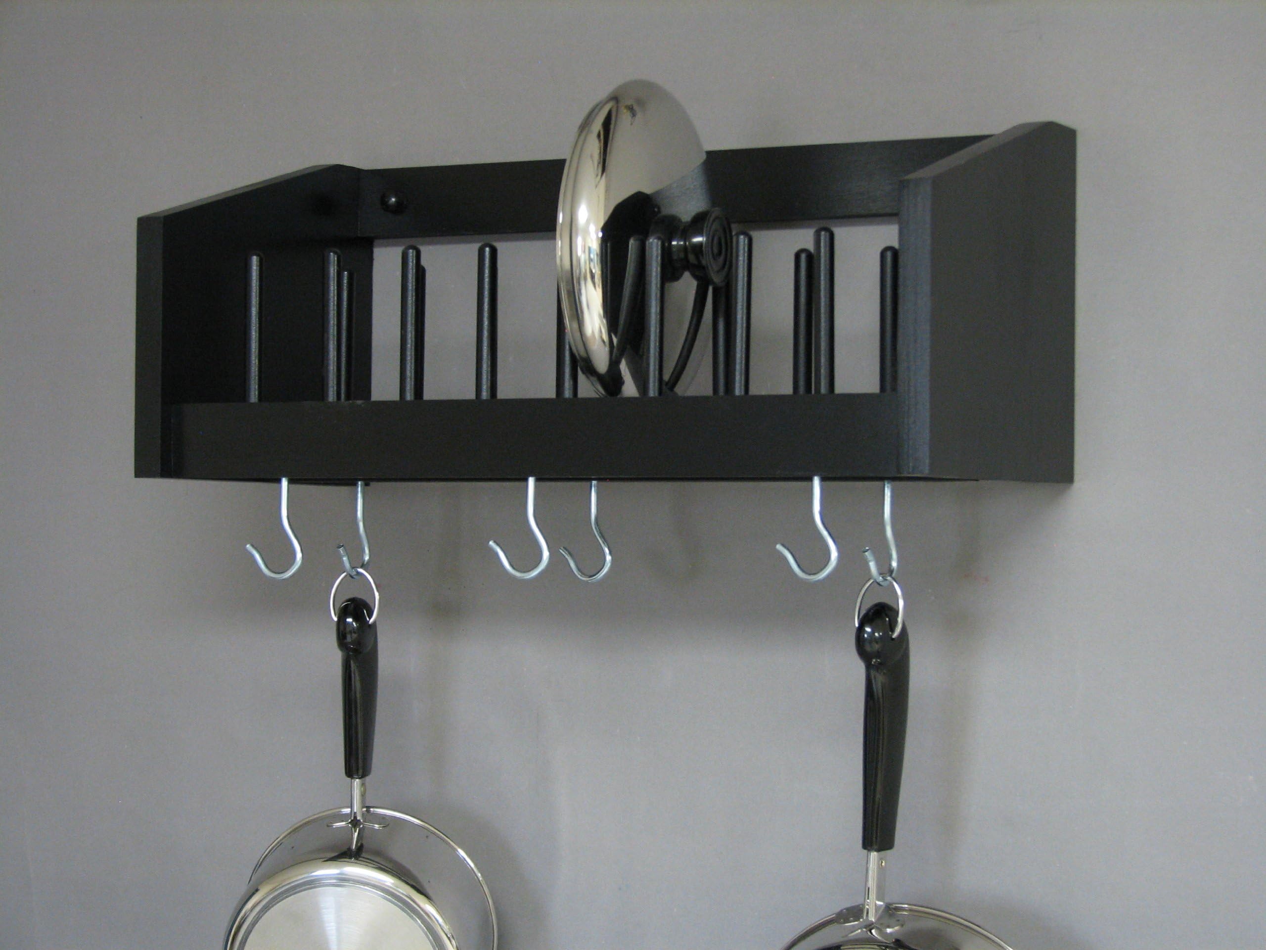 Woodform Pot & Lid Rack, Black Made in USA
