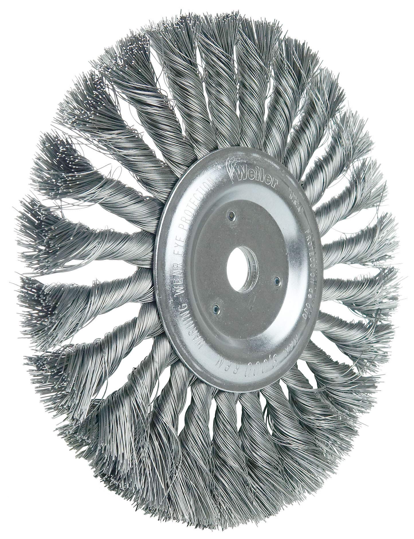 Weiler 08835 Rueda de alambre de nudo giratorio estándar de 7 pulgadas, relleno de acero de 0.14 pulgadas, orificio de eje de 5/8 pulgadas (paquete de 2)