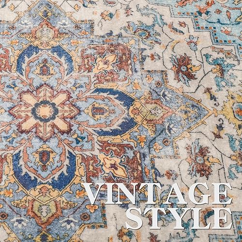 Miniatura 6 de Worxvell Alfombra de pasillo de 2 x 6 pulgadas, lavable, antideslizante, vintage, envejecida, con parte trasera de goma, para lavandería,