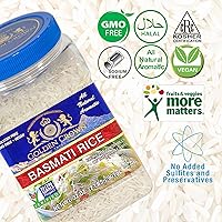 Vista 3 de Golden Crown Organic Basmati Rice - Tarro de 32 onzas (2 libras) Arroz blanco orgánico de grano largo Sabor increíble, comidas saludables y olor