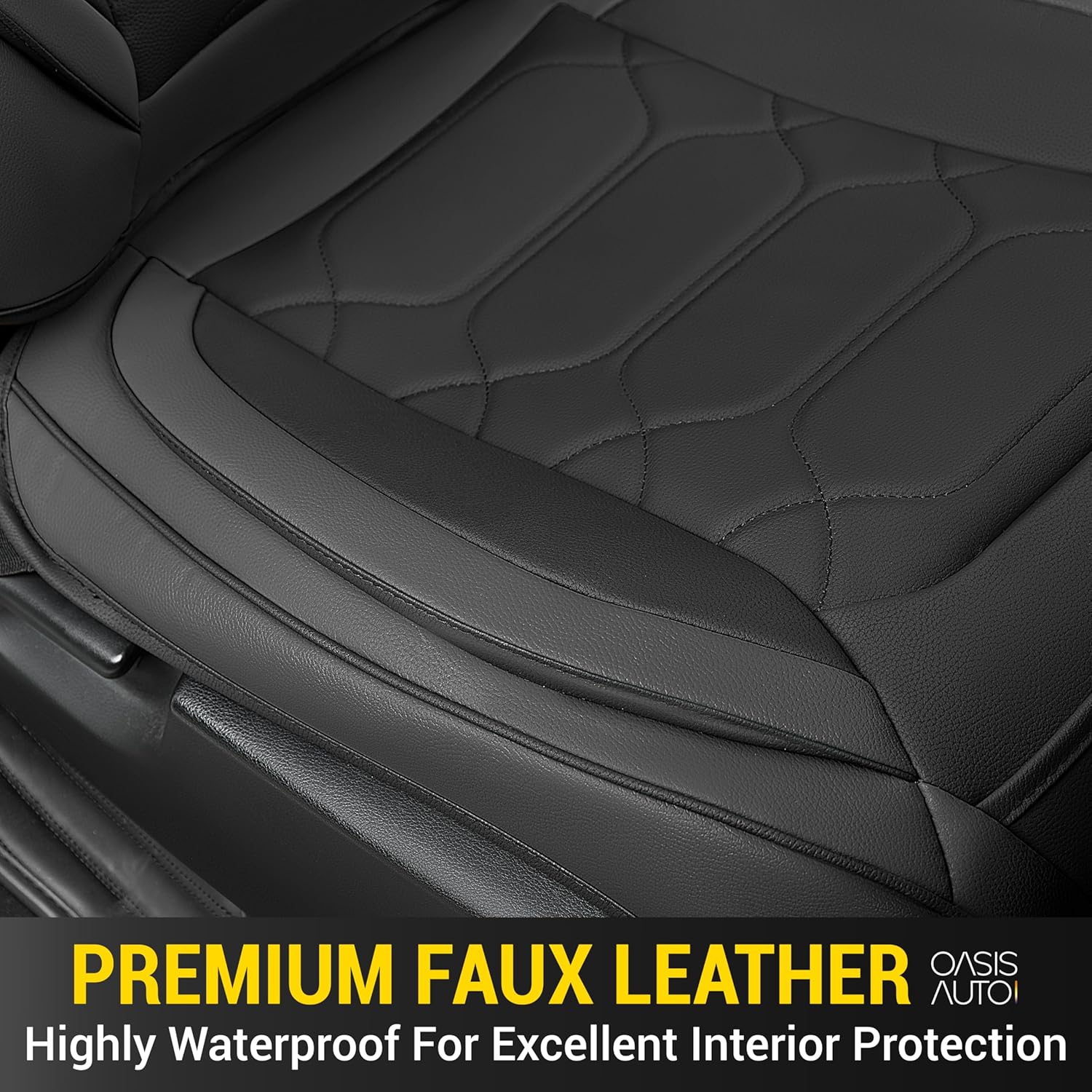 OASIS AUTO Custom Fit Seat Covers Compatible with Honda CR-V (2017-2025) - Waterproof Faux Leather Full Set, SUV Interior Accessories (Black)