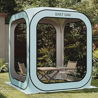 Screen House Tent Pop-Up, Portable Screen Room Canopy Instant Screen Tent 6 x 6 FT with Carry Bag for Patio, Backyard, Deck & Outdoor Activities, Light Blue