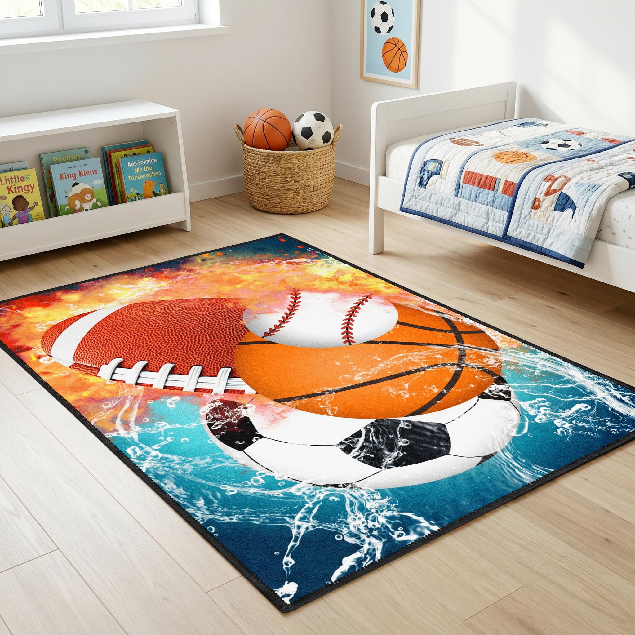 Amazon.com: Basketball Rug for Boys Bedroom Kids Football Carpet