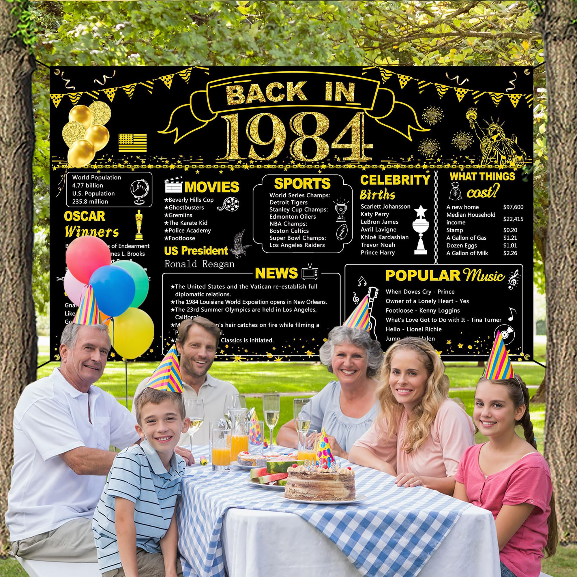 Décorations De 40e Anniversaire Pour Homme Et Femme, 25 Bannières « Back In 1984 », Y Compris Une Bannière Vintage 1984, Une Carte D'anniversaire De 1984, Une Bannière « Cheers To 40